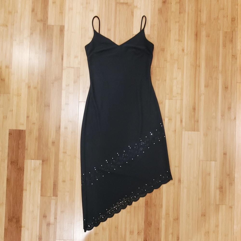 Slip On Assymetrical  Black dress with